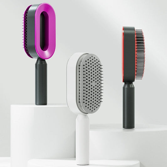 Self-Cleaning Detangling Hair Brush for Anti-Static Smoothness