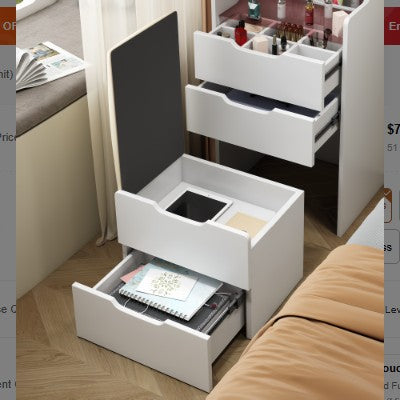 Compact Vanity Desk with Flip-Top Mirror & Storage