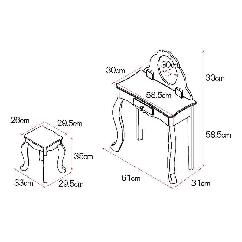 Kids Vanity Makeup Table with Mirror & Stool
