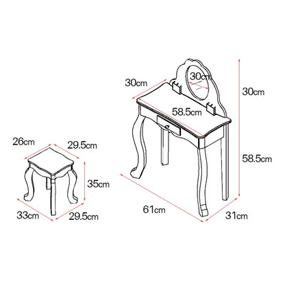 Kids Vanity Makeup Table with Mirror & Stool