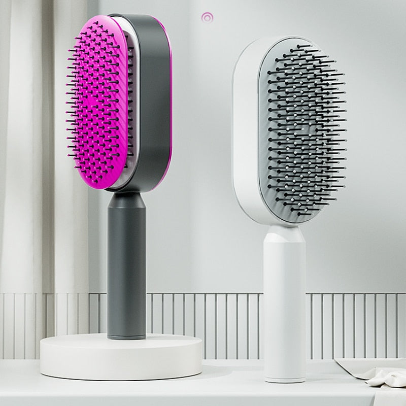Self-Cleaning Detangling Hair Brush for Anti-Static Smoothness