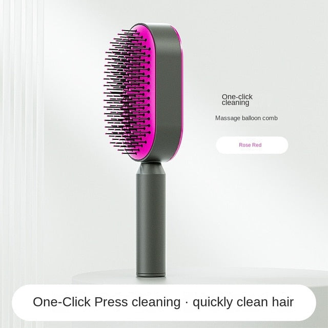Self-Cleaning Detangling Hair Brush for Anti-Static Smoothness