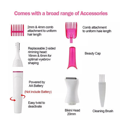 5-in-1 Cordless Hair Removal Trimmer for Face & Body