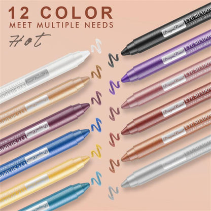12-Color Eyeshadow Pencil Set for Vibrant, Blendable Eye Looks