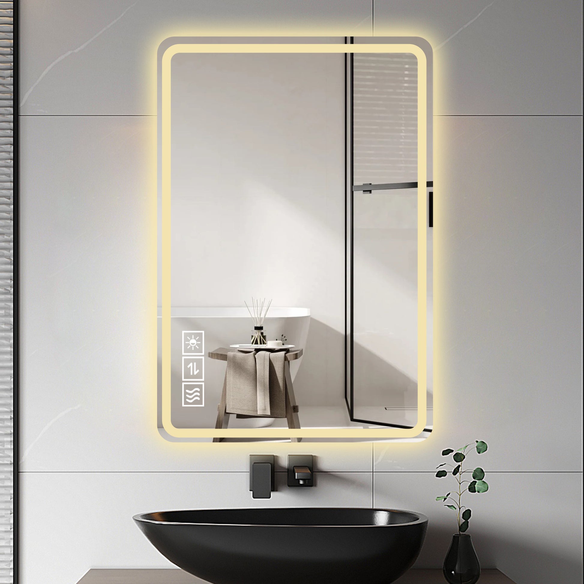 24x40 LED Anti-Fog Vanity Mirror for Makeup & Grooming