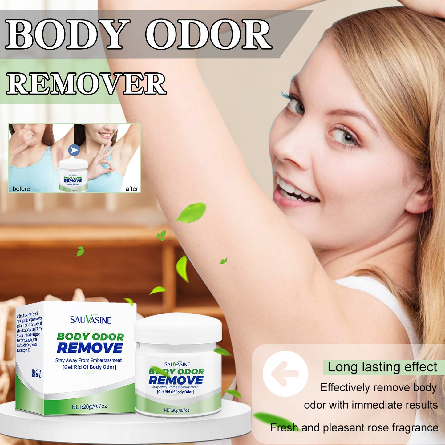 Body Odor Control Cream for Fresh Underarms & Skin