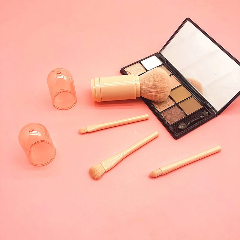 4-in-1 Travel Makeup Brush Set for Easy Touch-Ups
