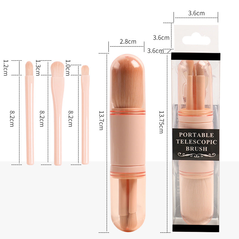 4-in-1 Travel Makeup Brush Set for Easy Touch-Ups