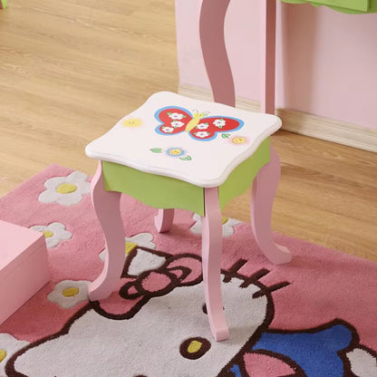 Kids Vanity Makeup Table with Mirror & Stool