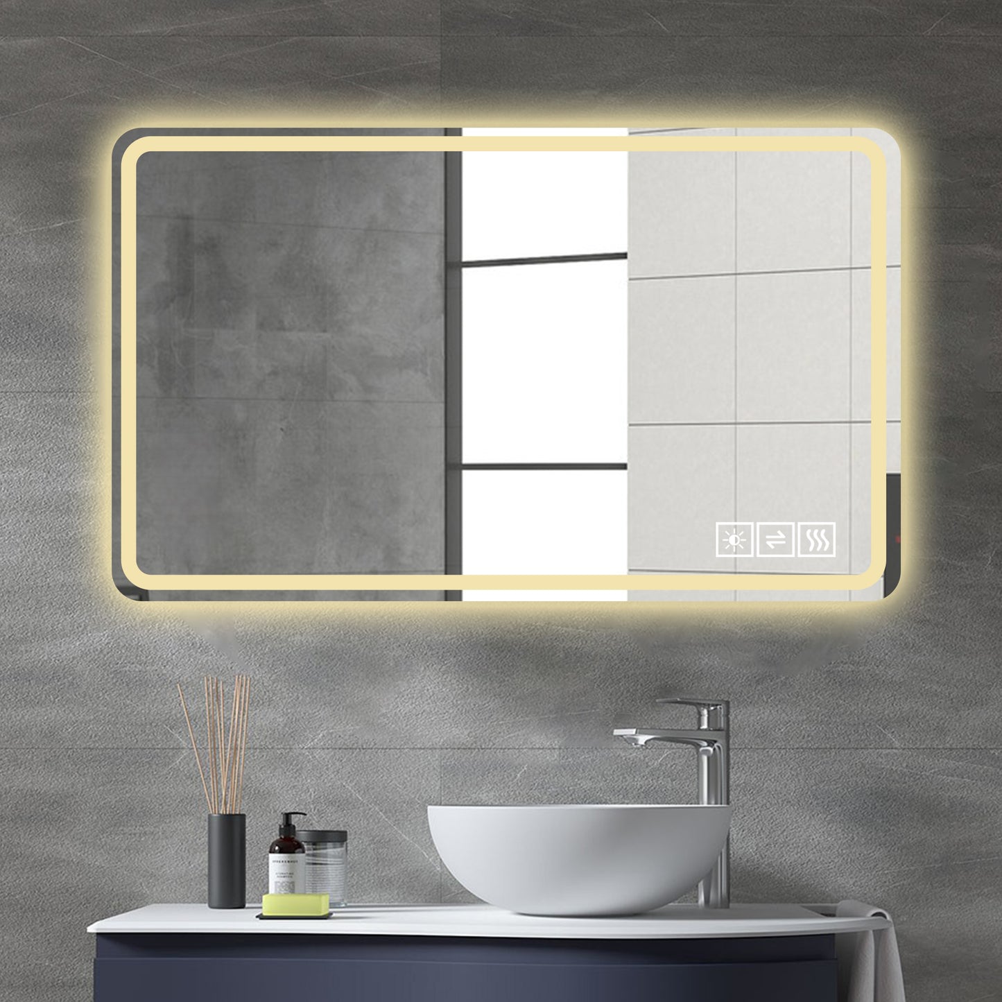 24x40 LED Anti-Fog Vanity Mirror for Makeup & Grooming