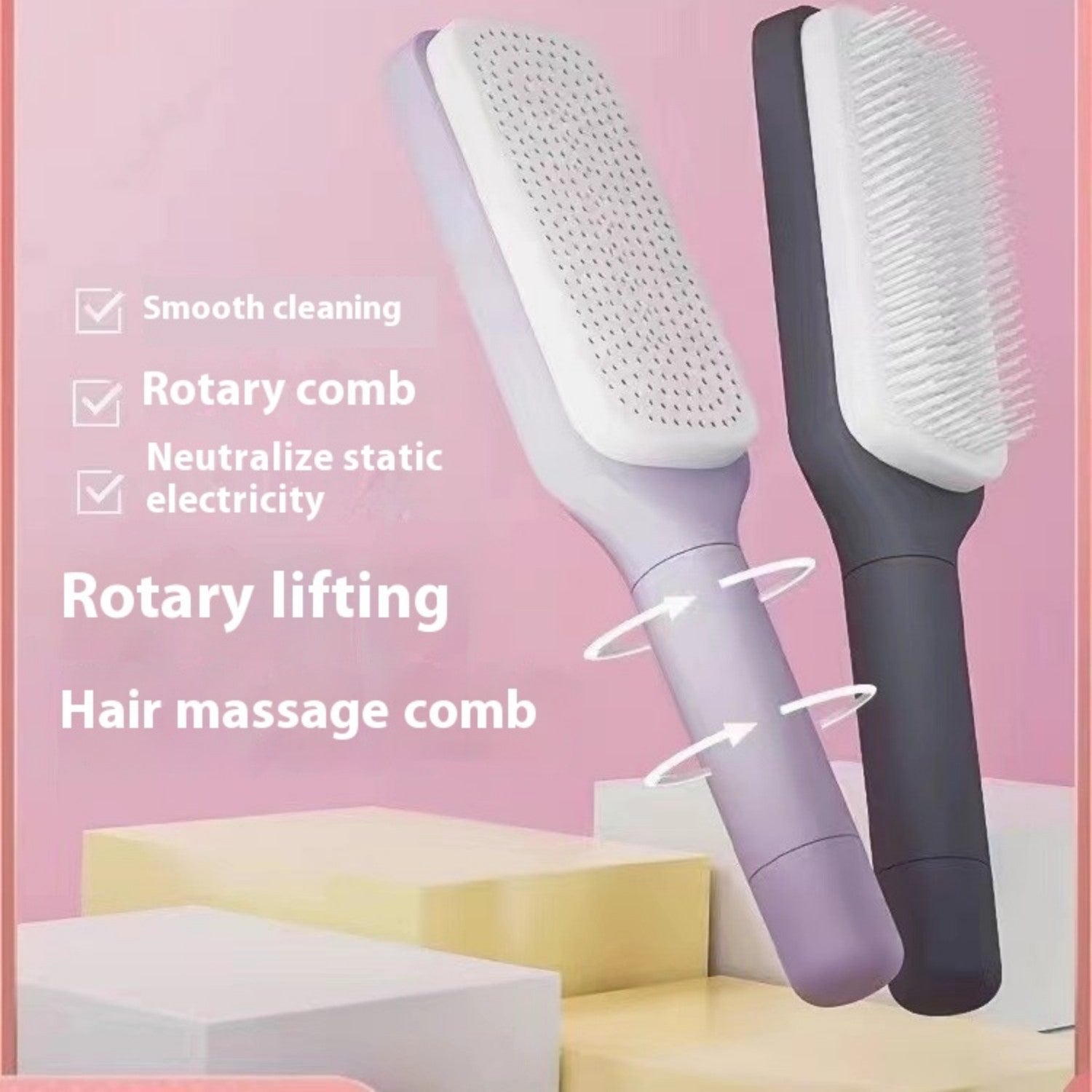 Retractable Rotating Comb for Anti-Tangle Styling
