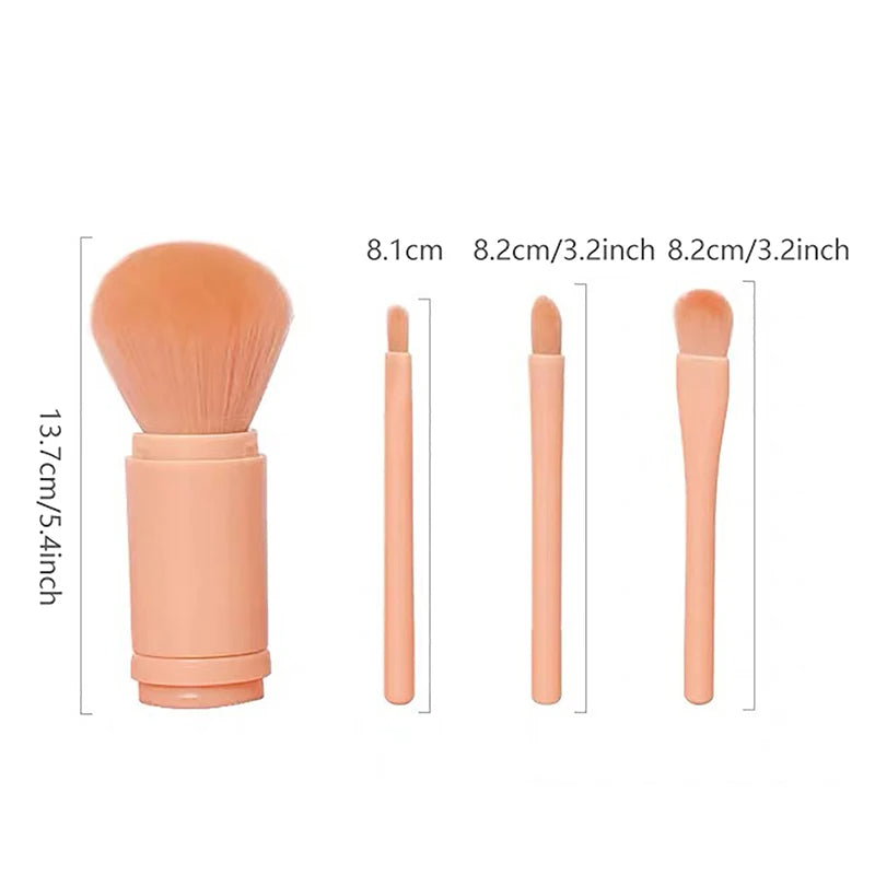 4-in-1 Travel Makeup Brush Set for Easy Touch-Ups